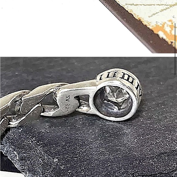 Sterling Silver Star Zircon Cuff Bangle Bracelet - Picture 9 of 9